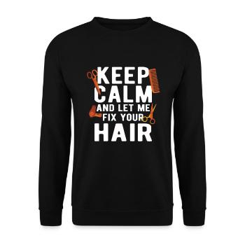Coiffeur Coiffeur Coiffeur Coiffeur - Sweat-shirt Unisexe - noir - Devant - Alina (178cm) & Michal (187cm)