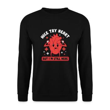 Open Heart Surgery Heart Surgery Survivor Gift - Unisex Sweatshirt - black - Front - Alina (178cm) & Michal (187cm)