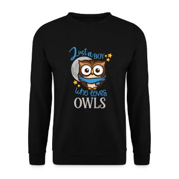 Owl Cute Owl Owl Lover just a Boy who loves owls - Unisex Pullover - Schwarz - Vorne - Alina (178cm) & Michal (187cm)