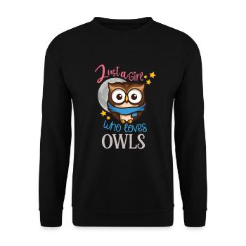 Owl Cute Owl Owl Lover just a Boy who loves owls - Unisex Pullover - Schwarz - Vorne - Alina (178cm) & Michal (187cm)