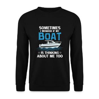 Bateau papa Capitaine Pontoon Sailor Croisière - Sweat-shirt Unisexe - noir - Devant - Alina (178cm) & Michal (187cm)