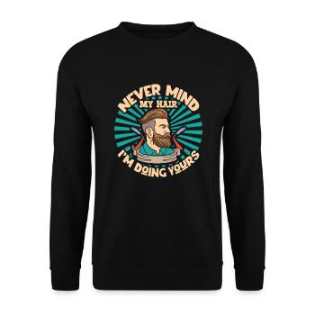 Barbe Barbier Coiffeur Coiffeur Salon de coiffure - Sweat-shirt Unisexe - noir - Devant - Alina (178cm) & Michal (187cm)