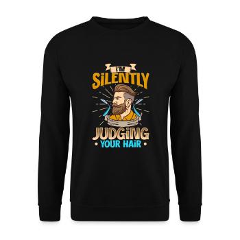 Barbe Barbier Coiffeur Coiffeur Salon de coiffure - Sweat-shirt Unisexe - noir - Devant - Alina (178cm) & Michal (187cm)