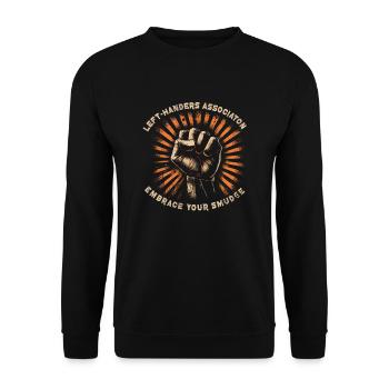 Left Handed Lefty Left-Hander Leftie Buddy - Unisex Pullover - Schwarz - Vorne - Alina (178cm) & Michal (187cm)