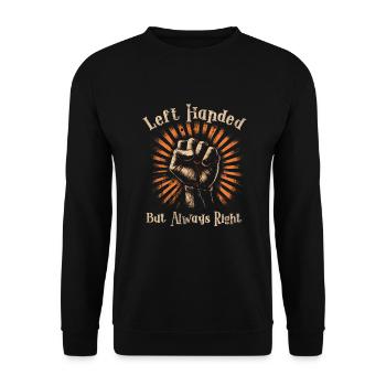 Left Handed Lefty Left-Hander Leftie Buddy - Unisex Pullover - Schwarz - Vorne - Alina (178cm) & Michal (187cm)