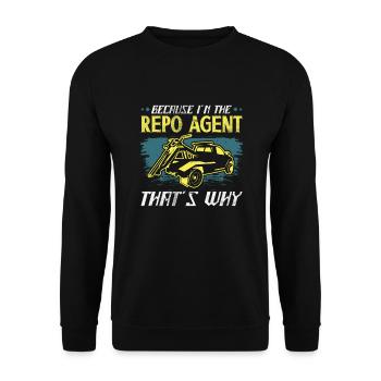 Repo-agent Repo Man Repossession Agent - Unisex Pullover - Schwarz - Vorne - Alina (178cm) & Michal (187cm)