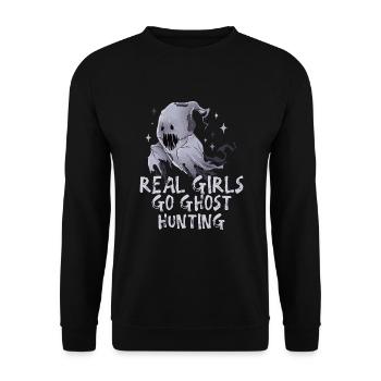 Paranormal Research Halloween Ghost Hunter - Unisex Sweatshirt - black - Front - Alina (178cm) & Michal (187cm)