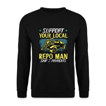 Repo-agent Repo Man Repossession Agent - Unisex Sweatshirt - black - Front - Alina (178cm) & Michal (187cm)