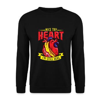 Crise cardiaque Chirurgie à cœur ouvert Chirurgie cardiaque Cadeau - Sweat-shirt Unisexe - noir - Devant - Alina (178cm) & Michal (187cm)