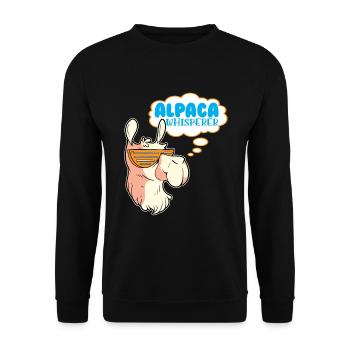 Alpacas Fluffy Lama animal - Alpaca whisperer - Unisex Sweatshirt - black - Front - Alina (178cm) & Michal (187cm)