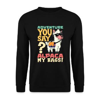 Alpacas Fluffy Lama animal - Alpaca whisperer - Unisex Sweatshirt - black - Front - Alina (178cm) & Michal (187cm)