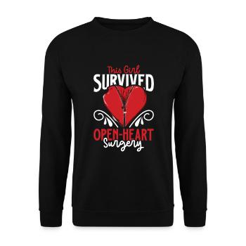 Crise cardiaque Chirurgie à cœur ouvert Chirurgie cardiaque Cadeau - Sweat-shirt Unisexe - noir - Devant - Alina (178cm) & Michal (187cm)