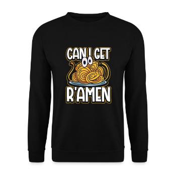 Atheistischer Atheismus Fliegende Spaghetti - Unisex Pullover - Schwarz - Vorne - Alina (178cm) & Michal (187cm)
