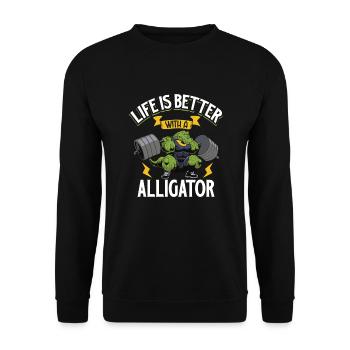 Alligator Crocodile Animal Reptile Zoo Lizard Love - Unisex Sweatshirt - black - Front - Alina (178cm) & Michal (187cm)