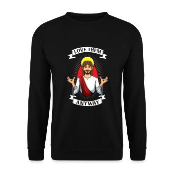Jesus Christianity God Praying Prayer Pastor - Unisex Pullover - Schwarz - Vorne - Alina (178cm) & Michal (187cm)