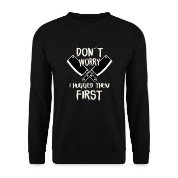 Metzger Metzger Fleisch Fleischschneider - Unisex Pullover - Schwarz - Vorne - Alina (178cm) & Michal (187cm)