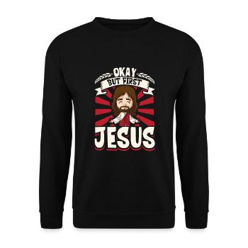 Jesus Christianity God Praying Prayer Pastor - Unisex Pullover - Schwarz - Vorne - Alina (178cm) & Michal (187cm)