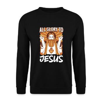 Jesus Christianity God Praying Prayer Pastor - Unisex Pullover - Schwarz - Vorne - Alina (178cm) & Michal (187cm)