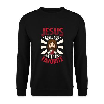 Jesus Christianity God Praying Prayer Pastor - Unisex Pullover - Schwarz - Vorne - Alina (178cm) & Michal (187cm)