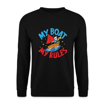 Boating Dad Boat Captain Pontoon Sailor Cruising - Unisex Pullover - Schwarz - Vorne - Alina (178cm) & Michal (187cm)