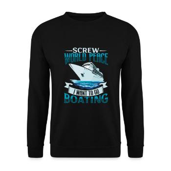 Boating Dad Boat Captain Pontoon Sailor Cruising - Unisex Sweatshirt - black - Front - Alina (178cm) & Michal (187cm)