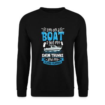Boating Dad Boat Captain Pontoon Sailor Cruising - Unisex Pullover - Schwarz - Vorne - Alina (178cm) & Michal (187cm)