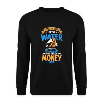 Bateau papa Capitaine Pontoon Sailor Croisière - Sweat-shirt Unisexe - noir - Devant - Alina (178cm) & Michal (187cm)