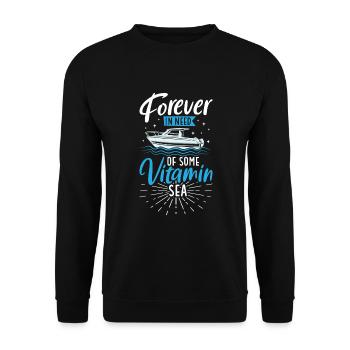 Bateau papa Capitaine Pontoon Sailor Croisière - Sweat-shirt Unisexe - noir - Devant - Alina (178cm) & Michal (187cm)