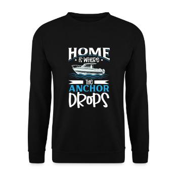 Boating Dad Boat Captain Pontoon Sailor Cruising - Unisex Sweatshirt - black - Front - Alina (178cm) & Michal (187cm)