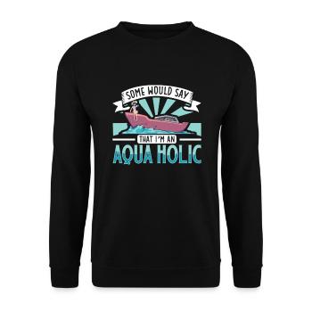 Bateau papa Capitaine Pontoon Sailor Croisière - Sweat-shirt Unisexe - noir - Devant - Alina (178cm) & Michal (187cm)