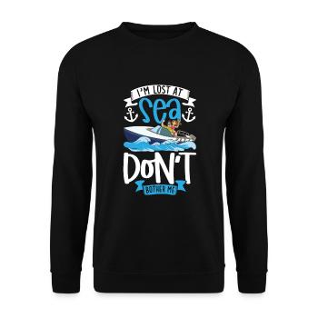 Boating Dad Boat Captain Pontoon Sailor Cruising - Unisex Pullover - Schwarz - Vorne - Alina (178cm) & Michal (187cm)
