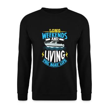 Boating Dad Boat Captain Pontoon Sailor Cruising - Unisex Sweatshirt - black - Front - Alina (178cm) & Michal (187cm)