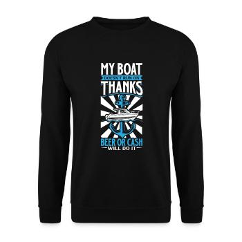Bateau papa Capitaine Pontoon Sailor Croisière - Sweat-shirt Unisexe - noir - Devant - Alina (178cm) & Michal (187cm)