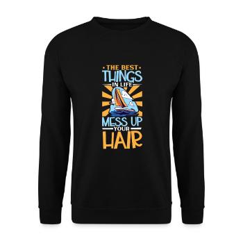 Bateau papa Capitaine Pontoon Sailor Croisière - Sweat-shirt Unisexe - noir - Devant - Alina (178cm) & Michal (187cm)