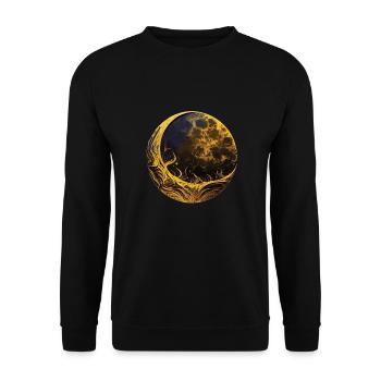 Mondphasen Vollmond Sterne Raum Mond Nacht - Unisex Pullover - Schwarz - Vorne - Alina (178cm) & Michal (187cm)