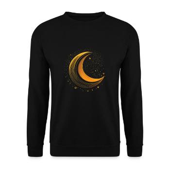 Mondphasen Vollmond Sterne Raum Mond Nacht - Unisex Pullover - Schwarz - Vorne - Alina (178cm) & Michal (187cm)