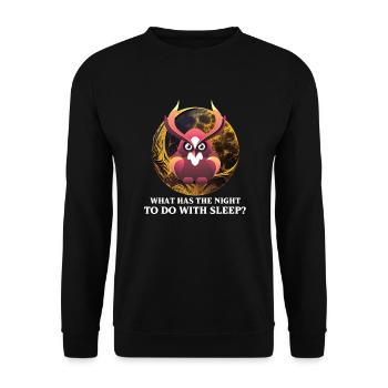 Owl Quote Owl Owl Lover Insomnia meme Late night - Unisex Pullover - Schwarz - Vorne - Alina (178cm) & Michal (187cm)
