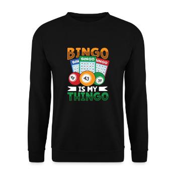 Jeu de cartes de bingo Grand-mère Joueur de bingo Cartes de bingo - Sweat-shirt Unisexe - noir - Devant - Alina (178cm) & Michal (187cm)