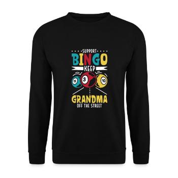 Jeu de cartes de bingo Grand-mère Joueur de bingo Cartes de bingo - Sweat-shirt Unisexe - noir - Devant - Alina (178cm) & Michal (187cm)