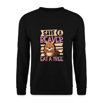 Beaver Fan Beaver Lovers Funny Beaver Gift - Unisex Sweatshirt - black - Front - Alina (178cm) & Michal (187cm)