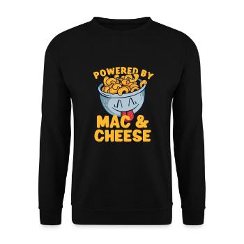 MAC AND CHEESE GIFT: powered by mac & cheese - Unisex Sweatshirt - black - Front - Alina (178cm) & Michal (187cm)
