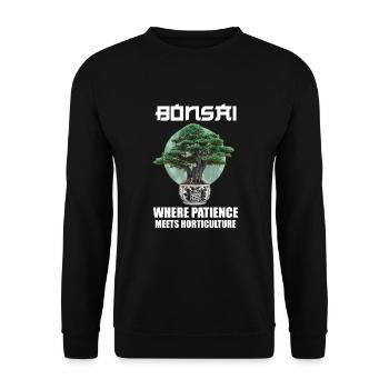 Bonsai Japan Silhouette Gardener Gardening Lover - Unisex Pullover - Schwarz - Vorne - Alina (178cm) & Michal (187cm)