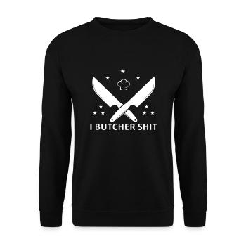 Metzger Metzger Fleisch Fleischschneider - Unisex Pullover - Schwarz - Vorne - Alina (178cm) & Michal (187cm)