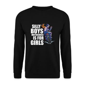Dirt Bike Dirt Bike Riding Motocross Dirt Biking - Unisex Pullover - Schwarz - Vorne - Alina (178cm) & Michal (187cm)