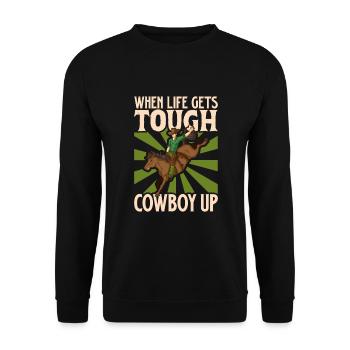 Cowboy Barn Bull Rider Rodeo Country Western - Unisex Sweatshirt - black - Front - Alina (178cm) & Michal (187cm)