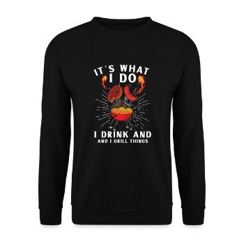 Bbq Grill Griller Grillmaster Barbecue Viande Boeuf - Sweat-shirt Unisexe - noir - Devant - Alina (178cm) & Michal (187cm)
