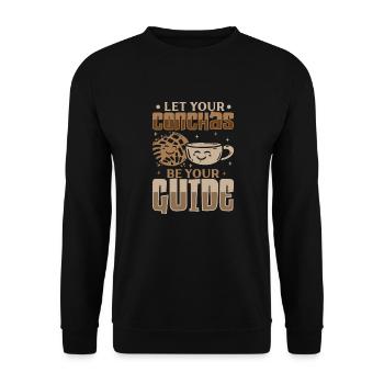 Spanischer Humor Conchas Mexikanisches Brot - Unisex Pullover - Schwarz - Vorne - Alina (178cm) & Michal (187cm)
