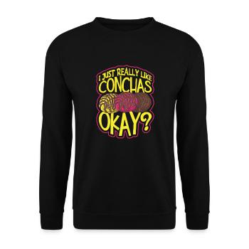 Spanischer Humor Conchas Mexikanisches Brot - Unisex Pullover - Schwarz - Vorne - Alina (178cm) & Michal (187cm)