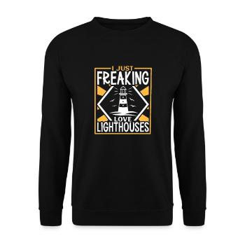 Lighthouse Seaside Nautical I Love Lighthouse - Unisex Sweatshirt - black - Front - Alina (178cm) & Michal (187cm)
