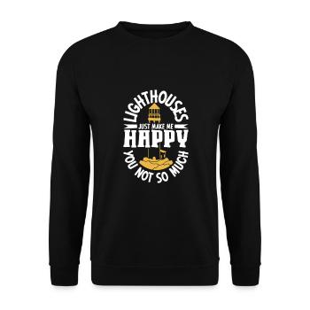 Lighthouse Seaside Nautical I Love Lighthouse - Unisex Sweatshirt - black - Front - Alina (178cm) & Michal (187cm)